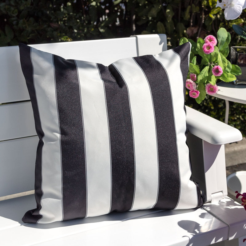 Striped Outdoor Throw Pillow, Black, 20" x 20"