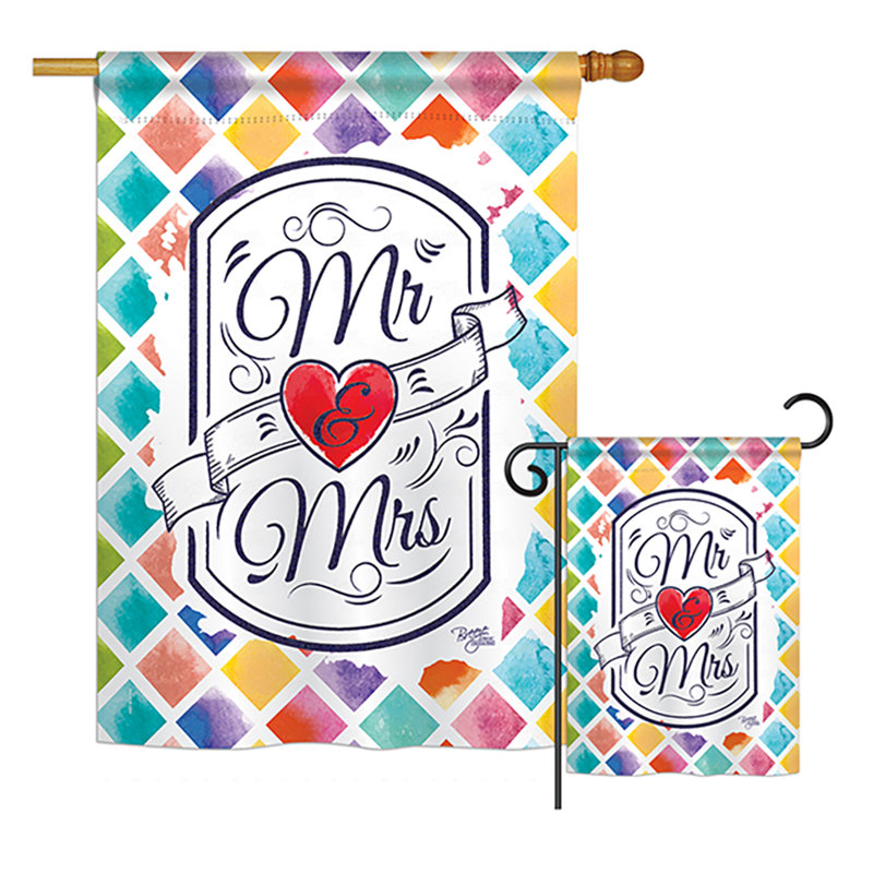 Ensemble de 2 drapeaux en polyester à impressions spéciales pour famille mr & mme occasion