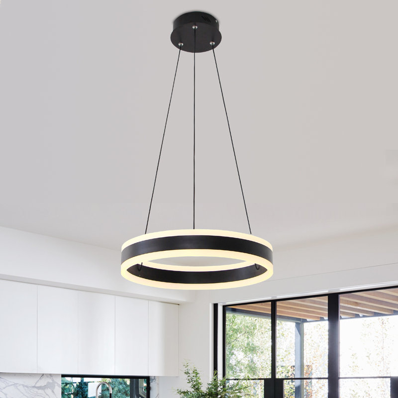 Dilnoza Ring Unique Wagon Wheel LED Pendant Modern Farmhouse Remote Dimming, Gold, 59" H x 31.4" W x 31.4" D