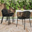 Chaises de salle à manger de patio empilables avec design respirant de style moderne et simple (ensemble de 2), pieds en métal + dossier en plastique, noir-500731480
