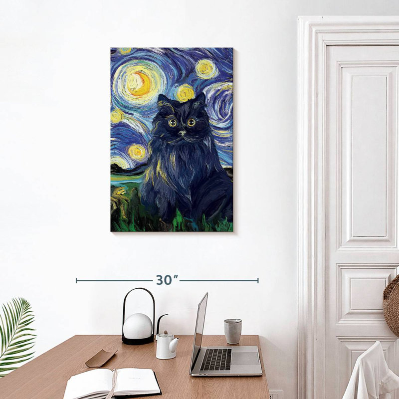 Brampt Abstract Black Cat, 30" H x 20" W