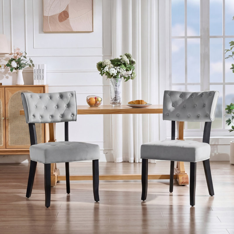 Chaises de salle à manger rembourrées 18,89 po Mid Century, Gray, Black