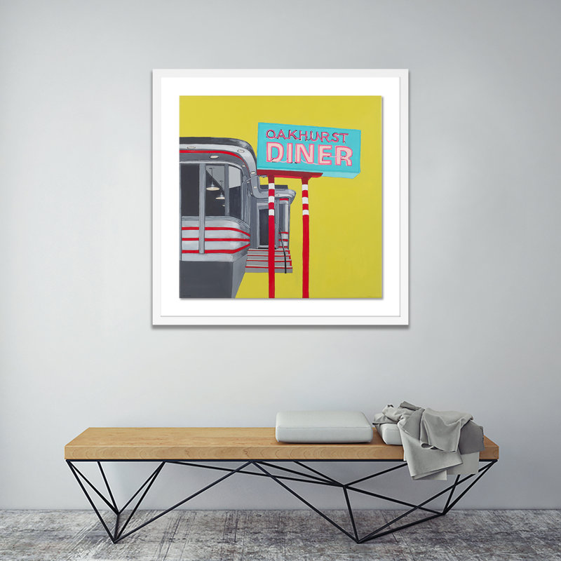 Oakhurst Diner Print by Erica Hauser, White