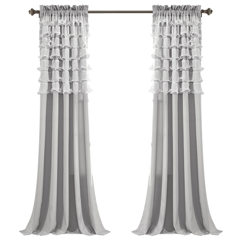 Paire de rideaux semi-transparents avec passe-tringle Avery, Gris clair, l 54" x L 84"