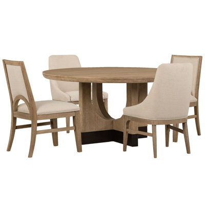 60" Round Dining Table With 2 Side Chairs And 2 Arm Chairs
