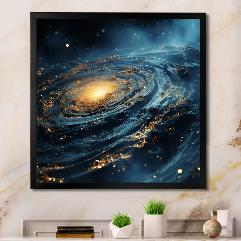 Glorying Galaxy Black Hole - Abstract Spirals, art mural, H 36 po x l 36 po x P 1,5 po, Cadre photo noir