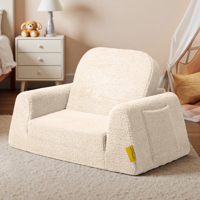2 in 1 Kids Foam Sofa Chair with Sturdier Armrests, Folding Toddler Couch & Recliner Seat by Ebern Designs