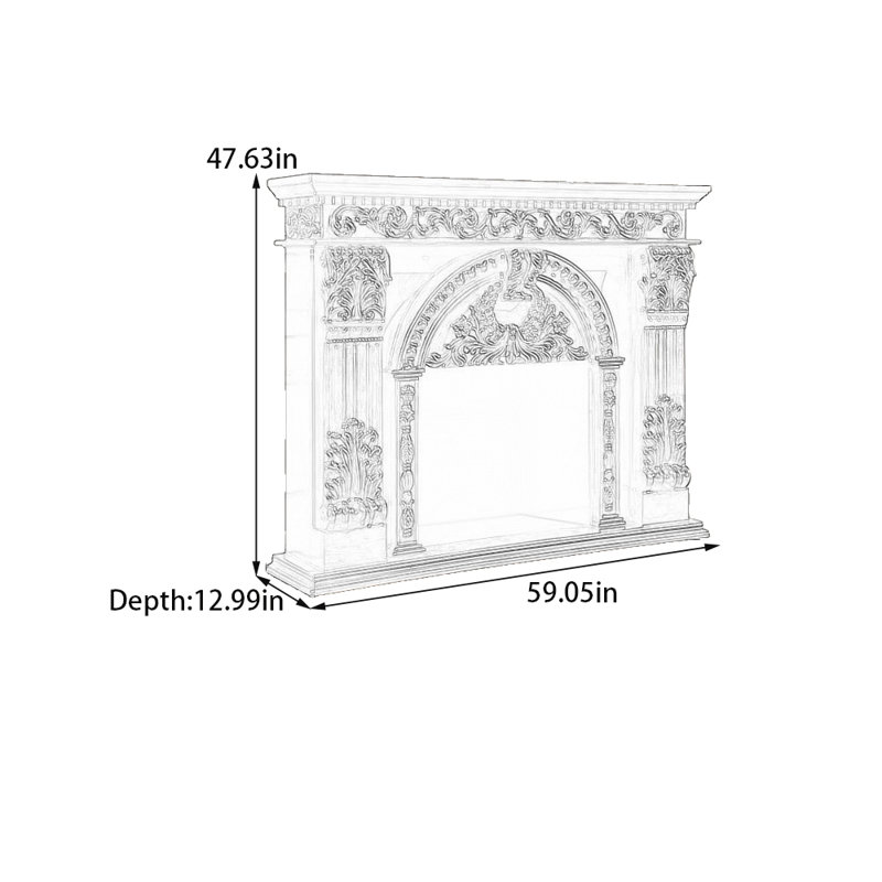Foyer sculpté rétro moderne et simple, H 47,63 po x l 59,05 po x P 12,99 po, Brun