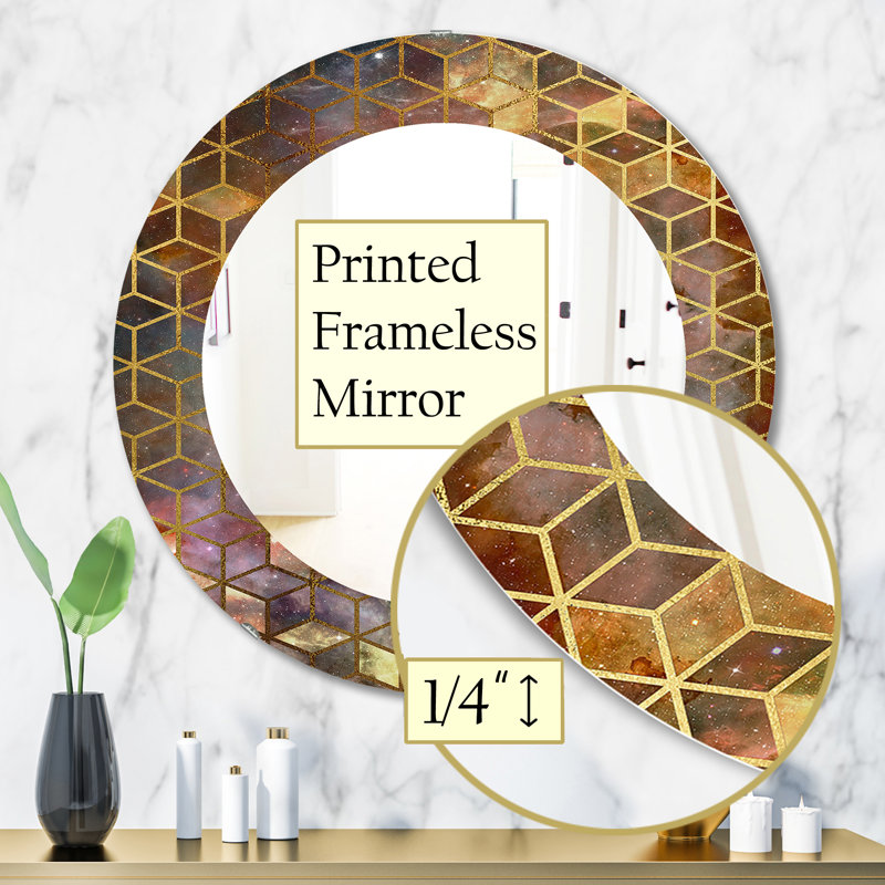 Capital Honeycomb Contemporary Accent Mirror, 31.5" H x 31.5" W, Brown/Gold