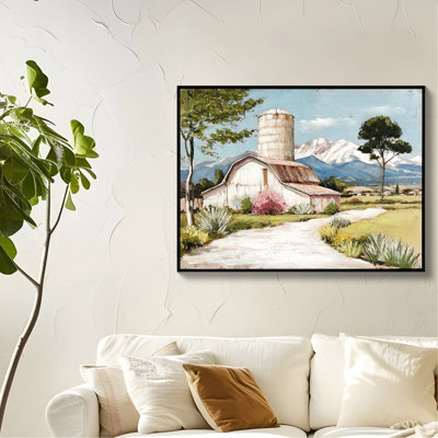 Tableau paysage naturel peint à la main à 50 %, encadré, 61 x 81 cm, impression sur toile de fleurs sauvages rustiques pour chambre, couloir ou salon.