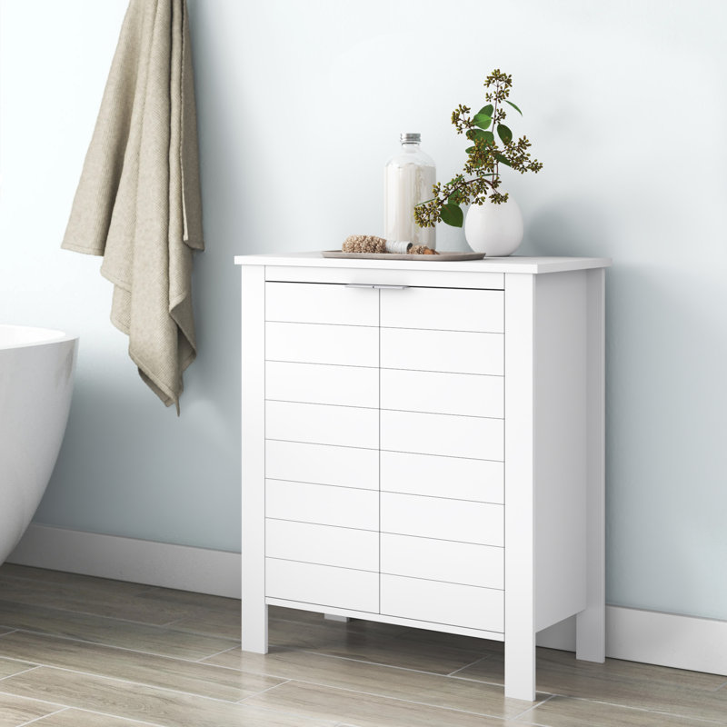 White MDF Living Room Cabinet with Adjustable Shelving