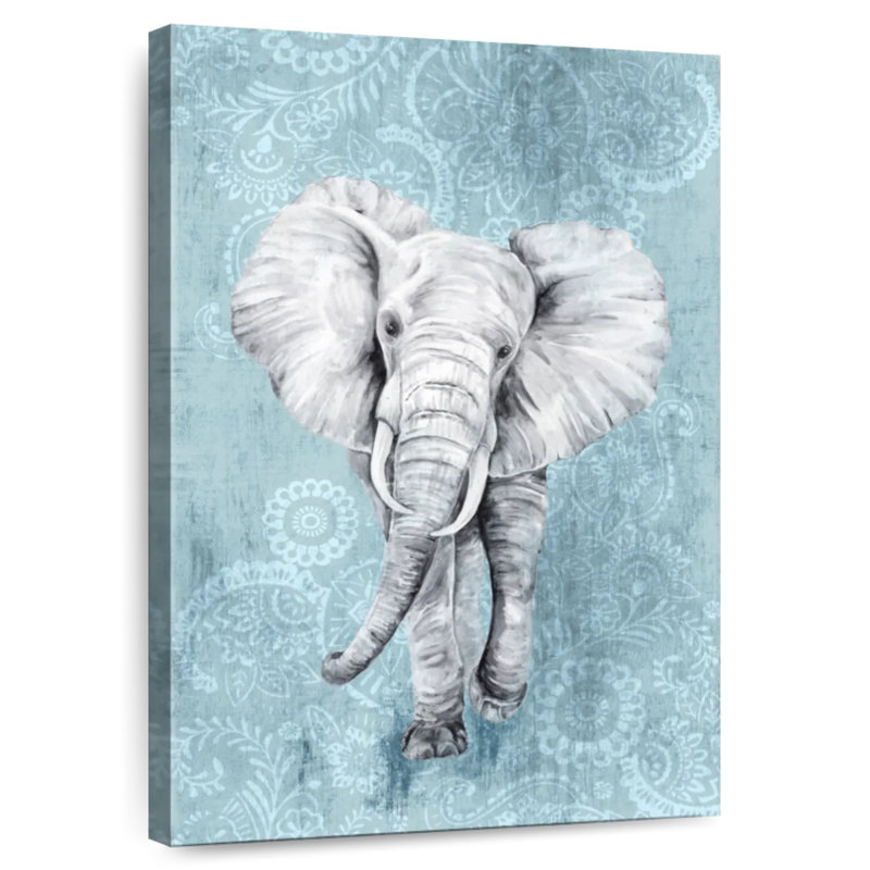 Éléphant à motif cachemire bleu, H 24 po x l 16 po