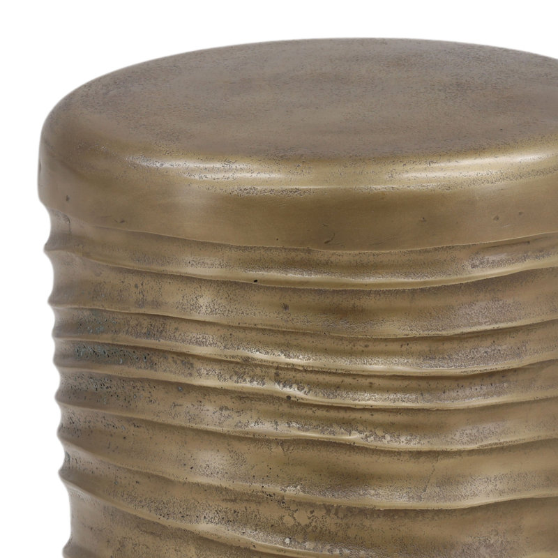 Galen Aluminum End Table, Antique Brass