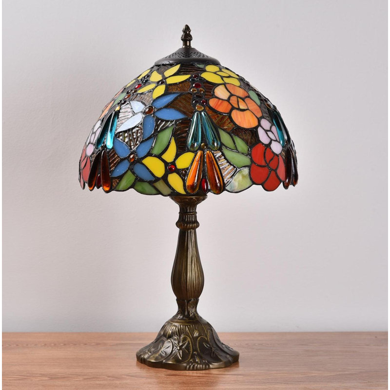 Steelman Accent Bronze Table Lamp Bedroom Nightstand Home Decor Comes With 1 LED Bulb, 18" H x 11.8" W x 11.8" D