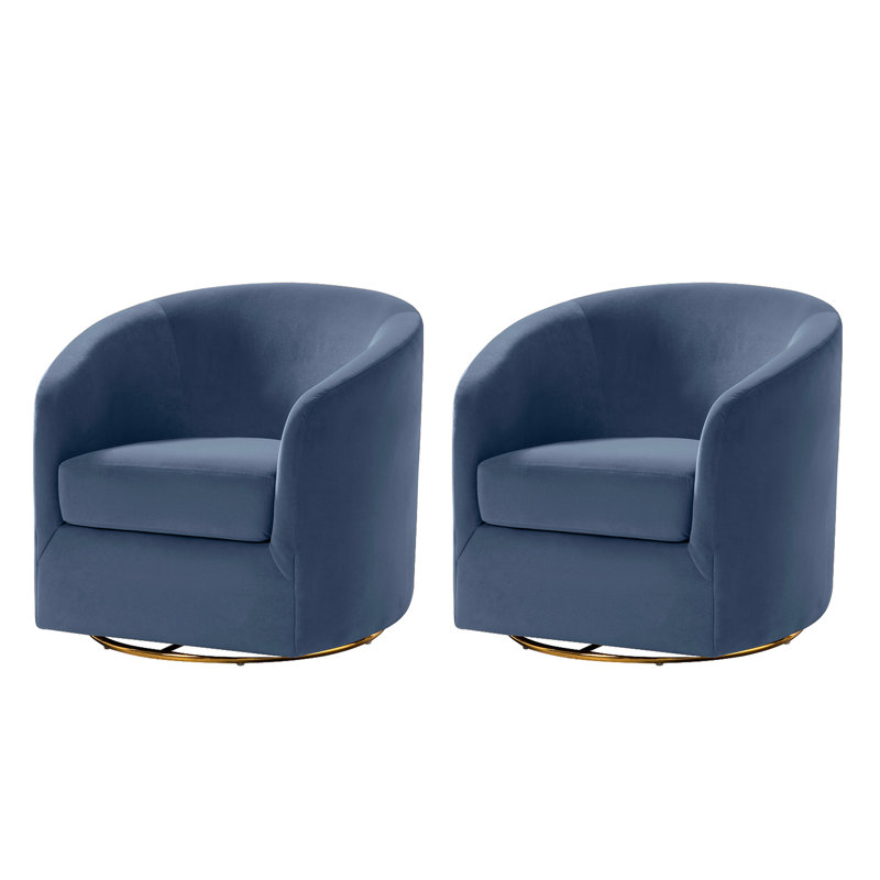 Altheimer Velvet Swivel Accent Chair, Slate Blue