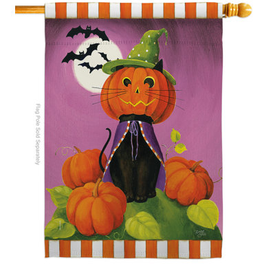 Coussin de chat à 2 faces 40 x 28 po happy haunting cat drapeau pour la maison