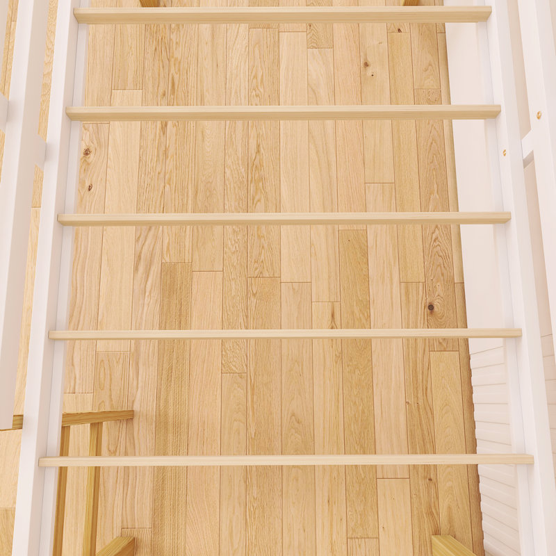 Wood Frame Twin Size Loft Bed With Ladder, Twin, White/Natural
