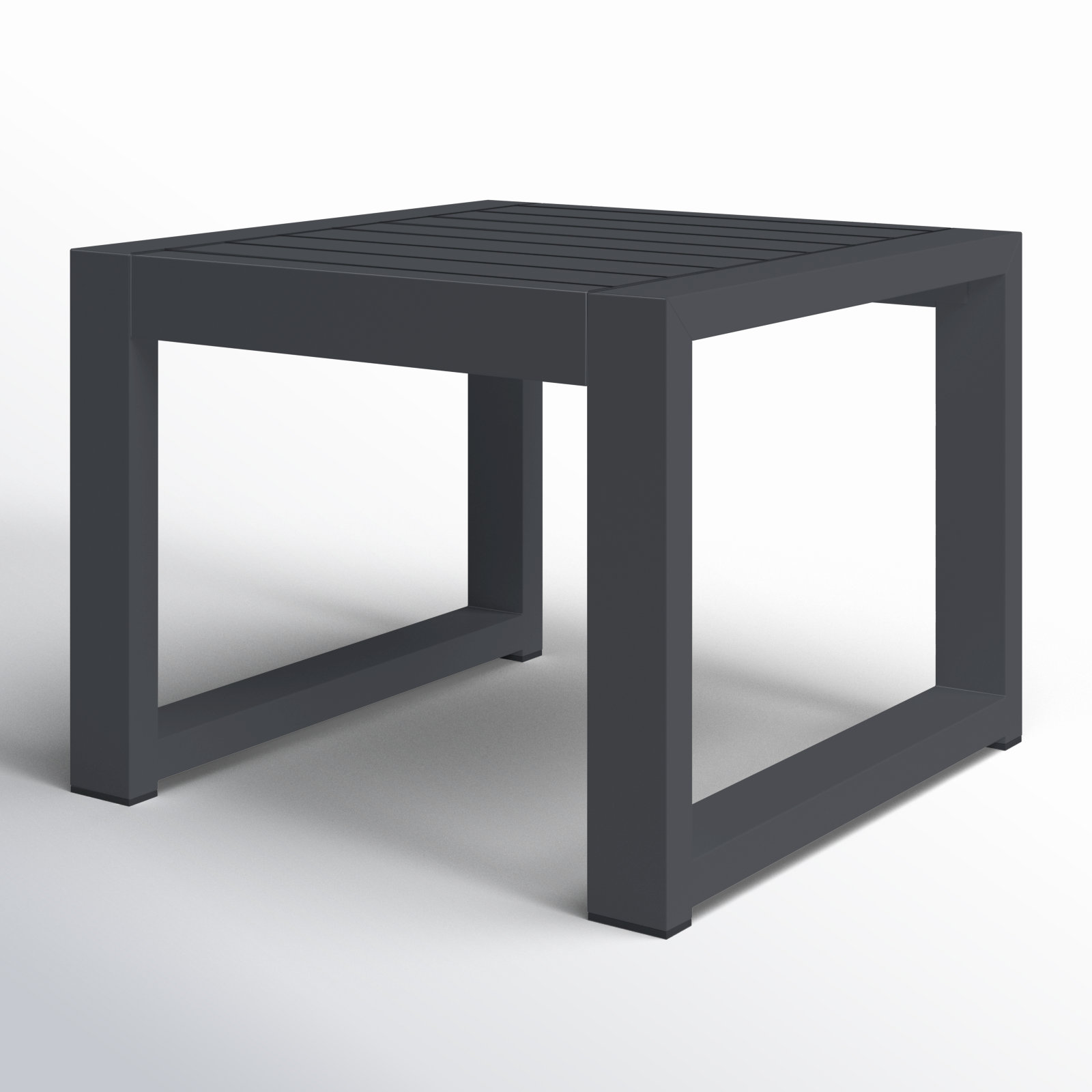 Hoyt 20.48” Outdoor Aluminum End Table, Slate Black