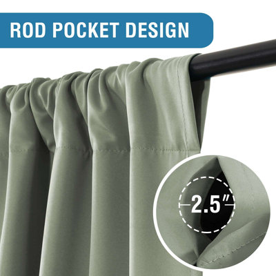 100% Blackout Tie Up Curtains for Bedroom Thermal Insulated Curtains Rod Pocket Blackout Curtains for Small Window/Bathroom with Black Liner