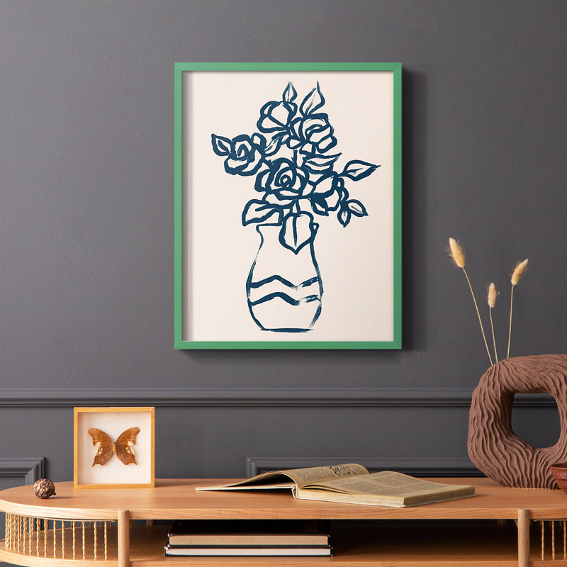 Marine Plant Sketches I, reproduction encadrée - bois massif, H 10 po x l 8 po, Vert