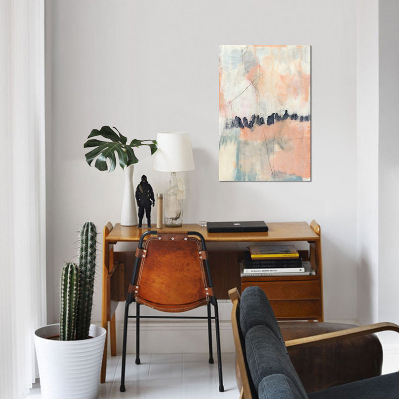 «Blush and Navy II», reproduction sur toile, H 60 po x l 40po x P 1,5 po, Pas de tapis, Toile tendue