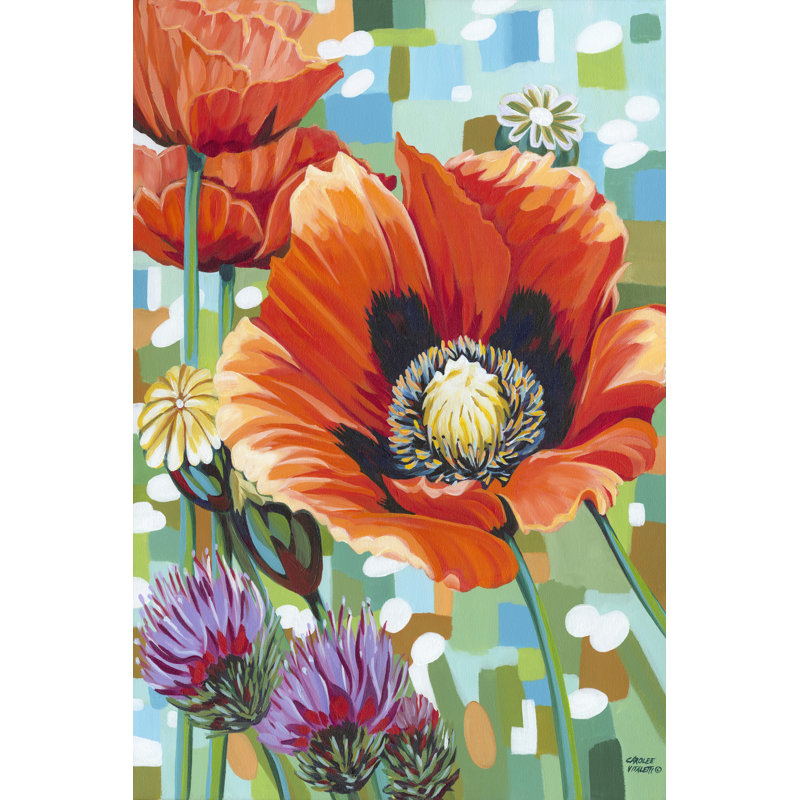 Vivid Poppies II by Carolee Vitaletti - Wrapped Canvas Painting, 46cm H x 30cm W