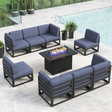 9 - Piece Outdoor Modular Sectional Set with Fire Table
