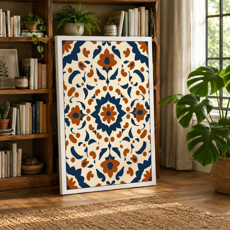 Tile Pattern Geometric - Wrapped Canvas, 36x24 - 91.4 x 61.0 cm, Sage Border