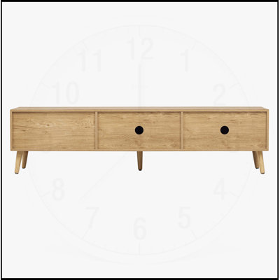Boho TV Stand for TVs up to 80'', Modern Farmhouse Media Console, Entertainment Center with Solid Wood Legs, TV Cabinet for Living Room, Home Theatre