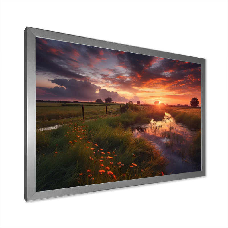 «A Single Tree Glorious Sunset In Flanders Fields», reproduction sur toile, H 34 po x l 44 po x P 1,5 po