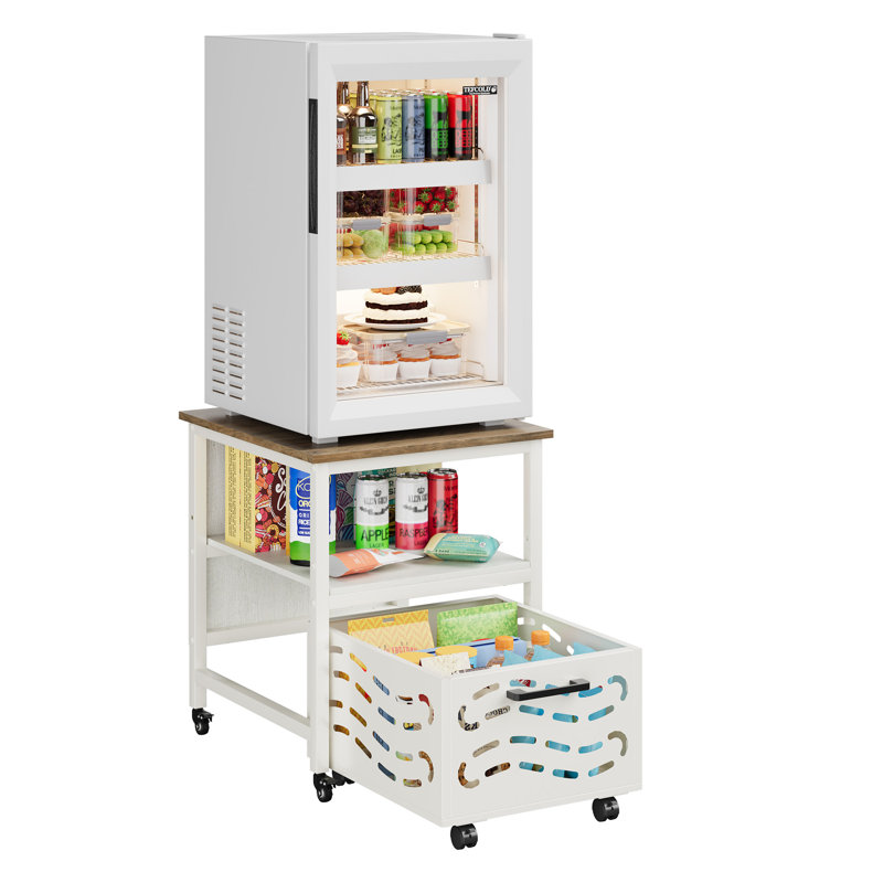 Microwave and Mini-Fridge Storage Rack for Kitchen Room,1 Drawer End Table with Sotrage for Living Room,Office