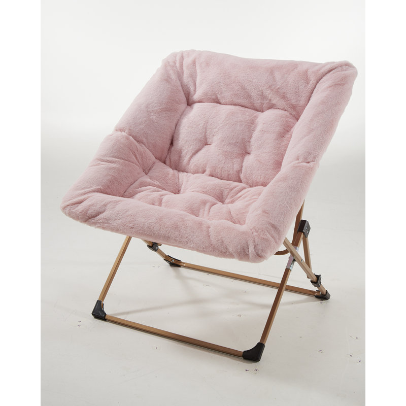 Reace Folding Papasan Accent Chair, Pink/Gold