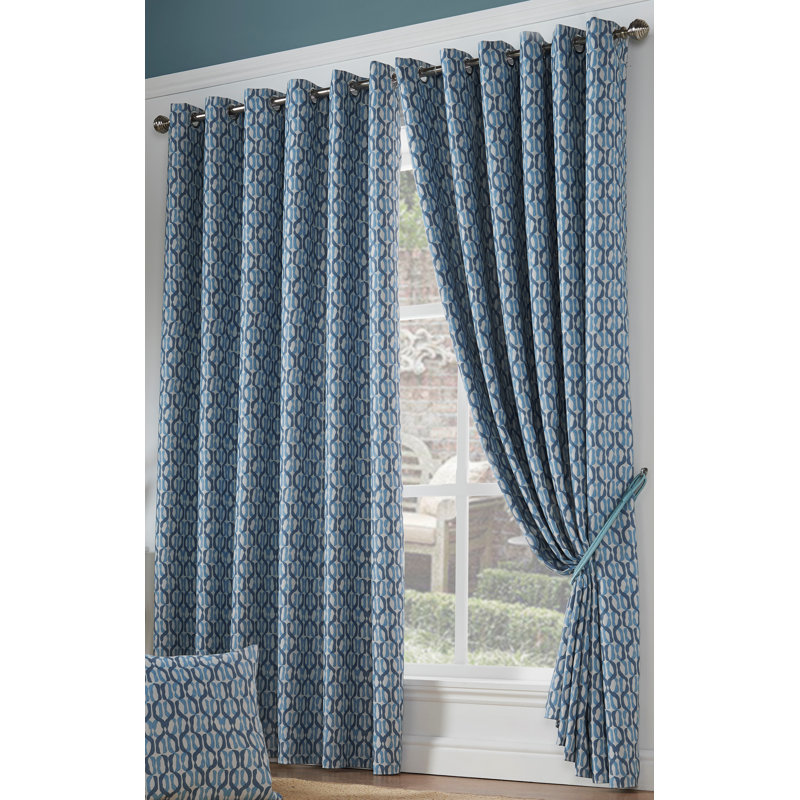 Cloe Semi Sheer Curtain Pair, 168 W x 229 D cm, Blue