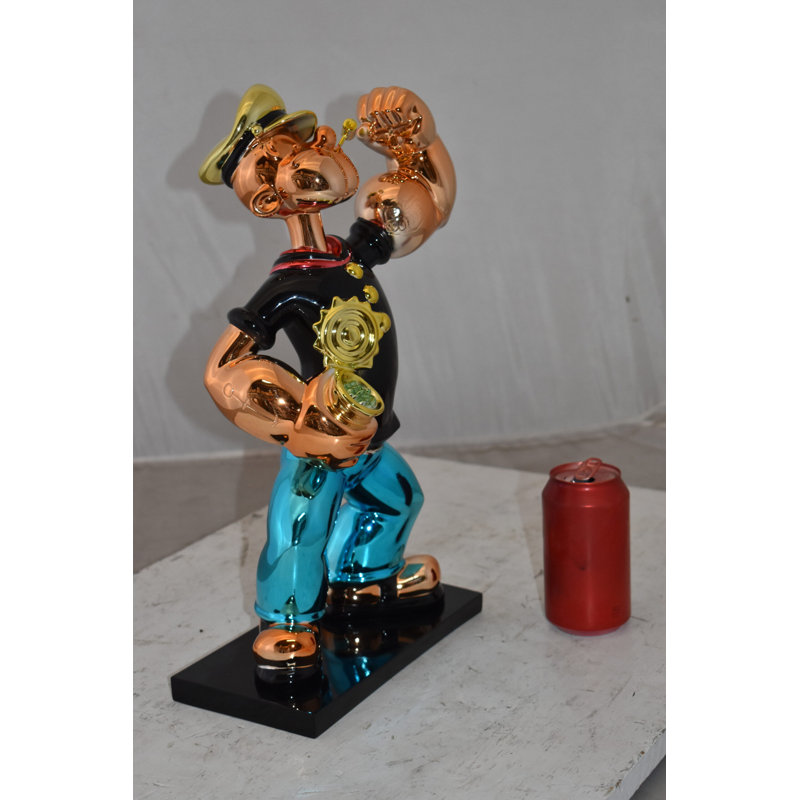 Popeye Statue Iconic Red Resin Statue  Size: 11" x 6" x 17"H, 17" H x 11" W x 6" D, Black