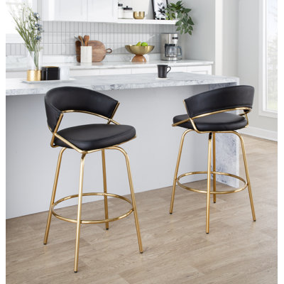 Loehr 26" Fixed-Height Metal Counter Stools with Round Footrest