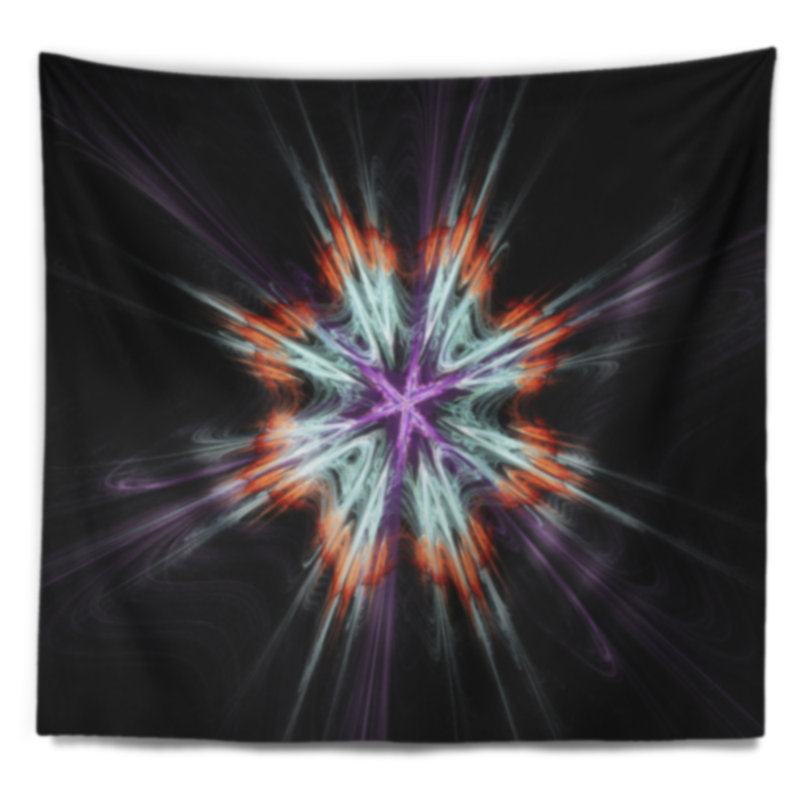 Tapisserie de fleurs abstraites sur fond noir, H 32 po x l 39 po