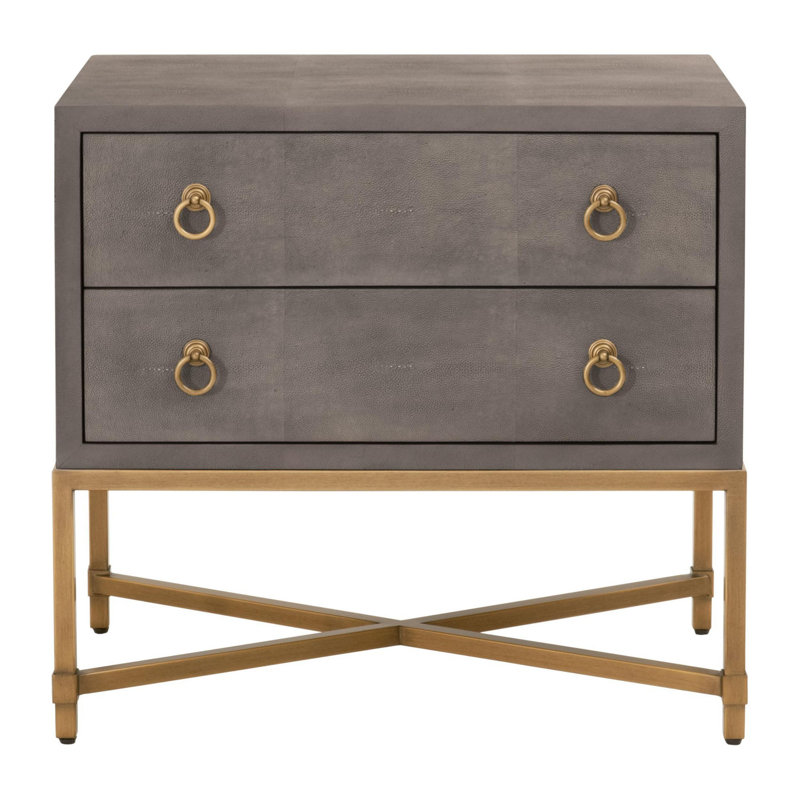 Mercato 32'' W Metal Nightstand, Gray Shagreen