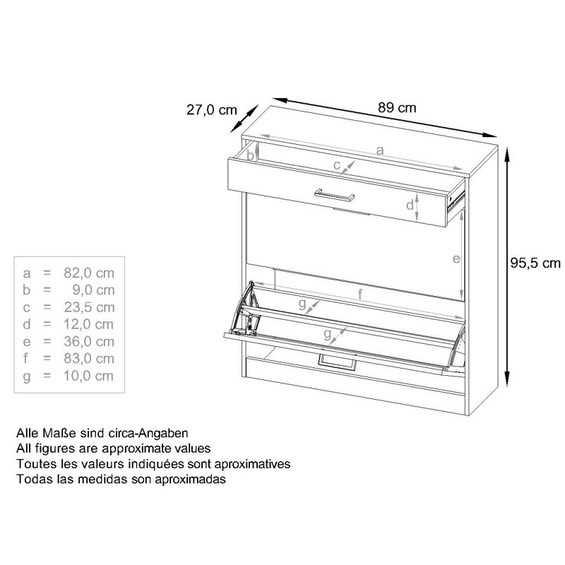 Swerve 16 Pair Flip Down Shoe Storage, Blackberry High Gloss