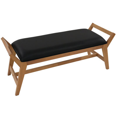 Banc rembourré avec accoudoirs, 51 po de largeur, avec pieds en bois massif, banc d'entrée pour salle à manger / chambre / couloir