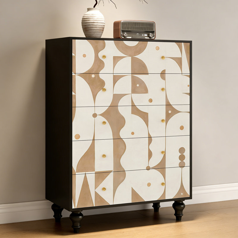 Solid Wood 5 - Drawer Rectangular Accent Chest