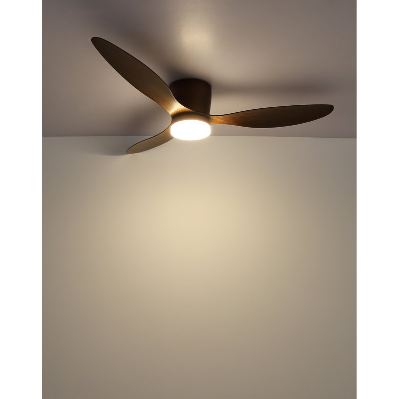 132cm Ceiling Fan with LED Lights, Natural Wood