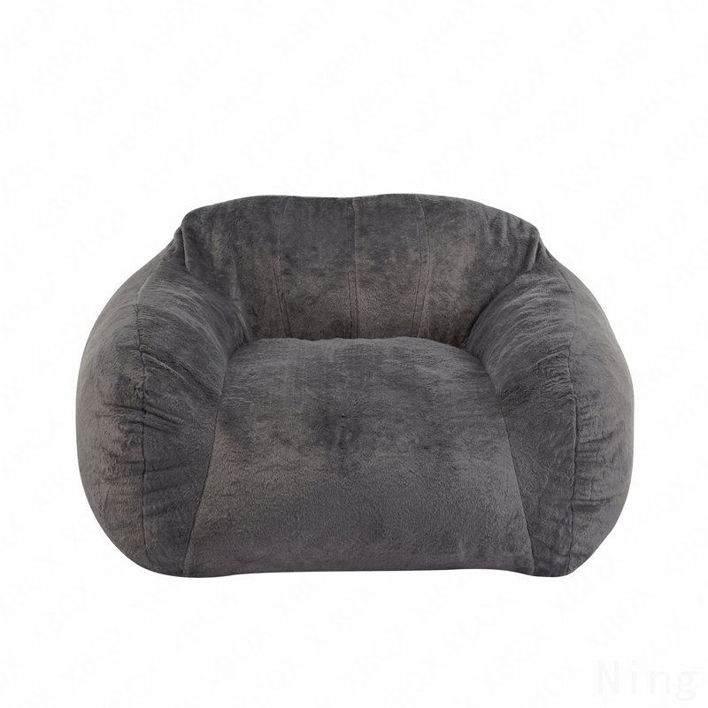 Fauteuil à billes d'intérieur, fausse fourrure grise