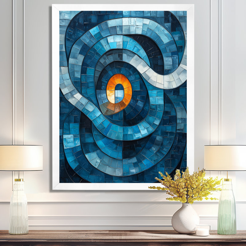 Obelin - reproduction d'art sur toile abstraite, H 44 po x l 34 po, Picture Framed, Blanc
