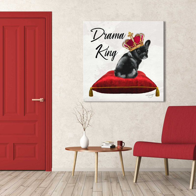 Drama King Frenchie (Square) par By Jodi - impression, H 36 po x l 36 po x 1,5 po, Toile tendue