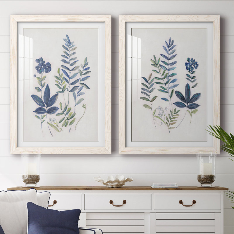 " Fern Study I " 2 - Pieces, White, 27.5" H x 75" W x 1.5" D