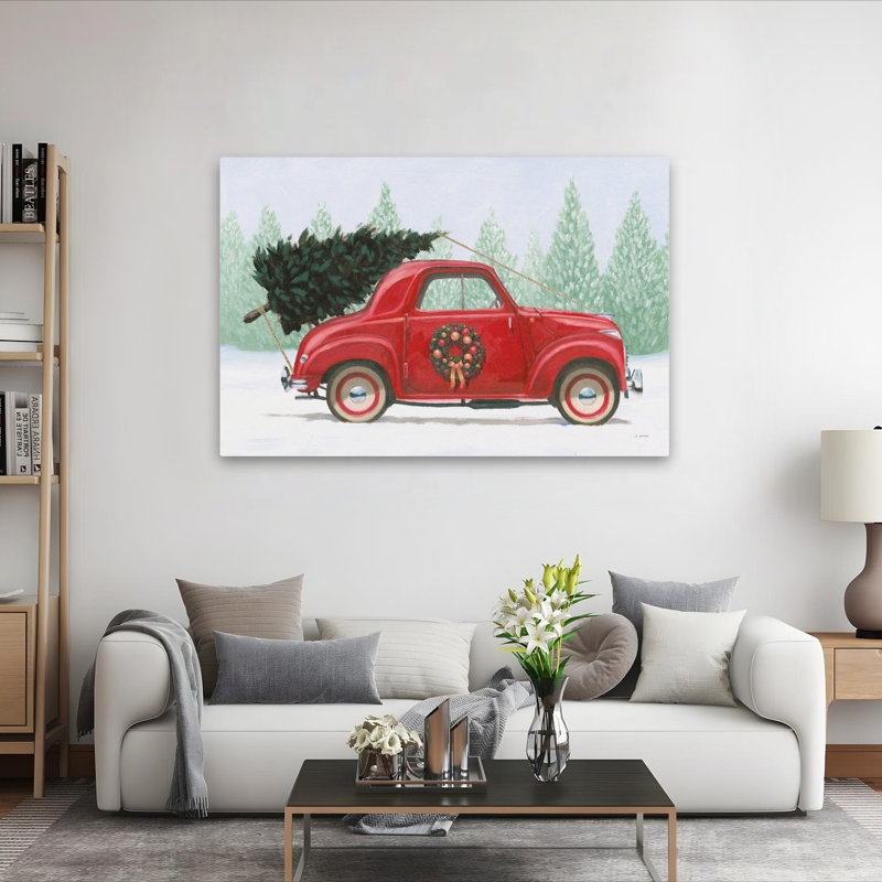 Ferme de Noël I - art de Noël «Black Bows Cars», H 40 po x l 60 po