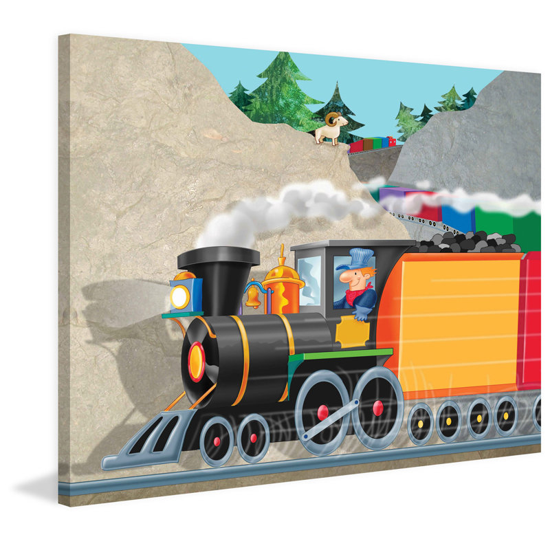 «Mountain Train», reproduction sur toile tendue, H 24 po x l 29 po
