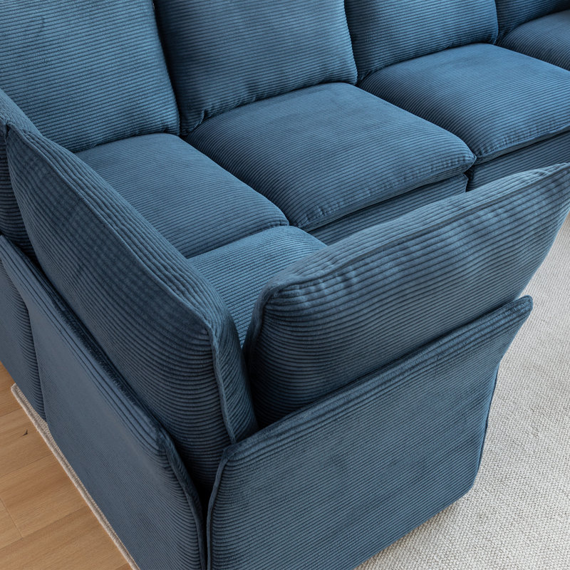 Hepworth 6 - Piece Corduroy Sectional Sofa, Blue Corduroy