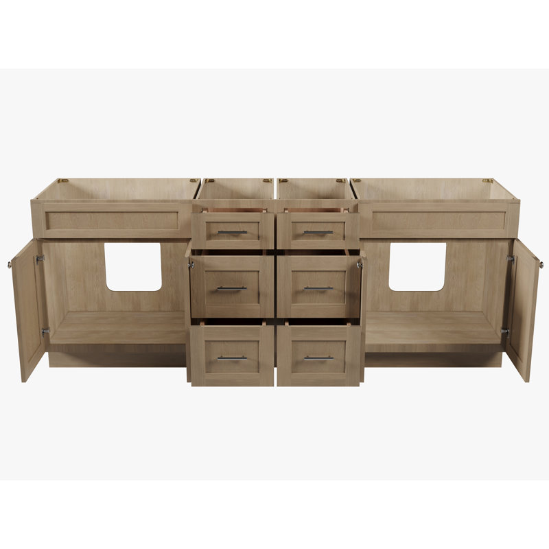 Base de meuble-lavabo double Disar 90, Chêne naturel