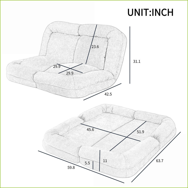 Canapé-lit convertible simple réglable à 18 positions | Rose | Profondeur du siège 63,78, Tissu rose